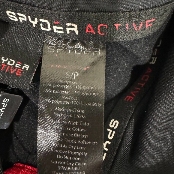 Spyder Active Mens 1/4 Zip Tech Pullover Sweater Size S/P Black Mock Neck - Picture 11 of 14